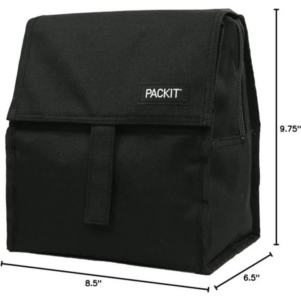 Freezable insulated lunch bag foldable reusable cooler tote for school or office